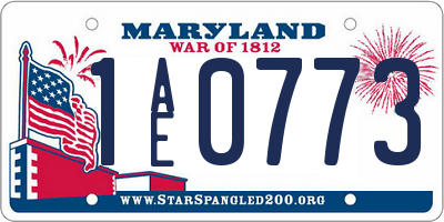MD license plate 1AE0773