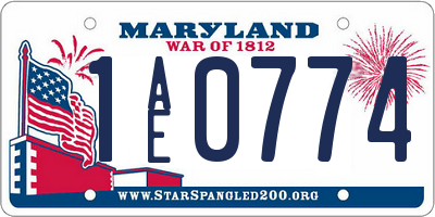 MD license plate 1AE0774