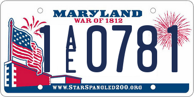 MD license plate 1AE0781