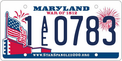 MD license plate 1AE0783