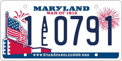 MD license plate 1AE0791