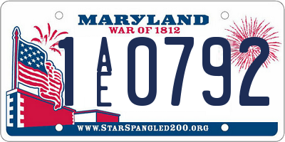 MD license plate 1AE0792