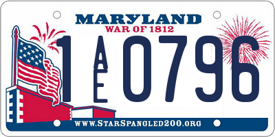 MD license plate 1AE0796