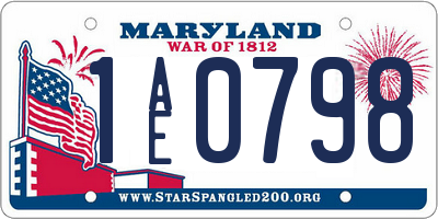 MD license plate 1AE0798