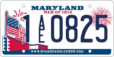 MD license plate 1AE0825