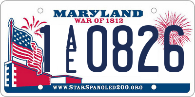MD license plate 1AE0826