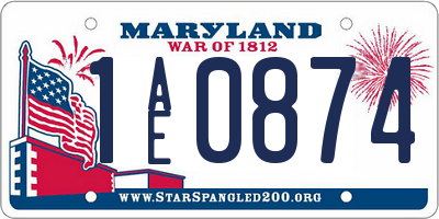 MD license plate 1AE0874
