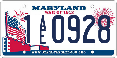 MD license plate 1AE0928
