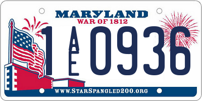 MD license plate 1AE0936