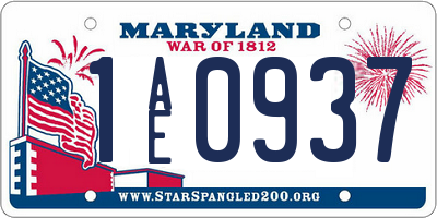MD license plate 1AE0937