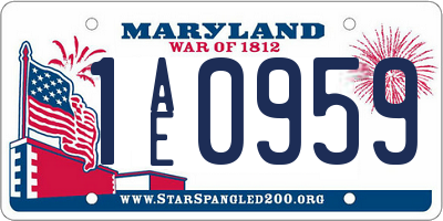 MD license plate 1AE0959