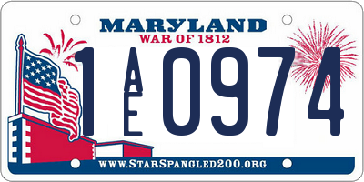 MD license plate 1AE0974