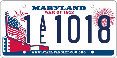 MD license plate 1AE1018
