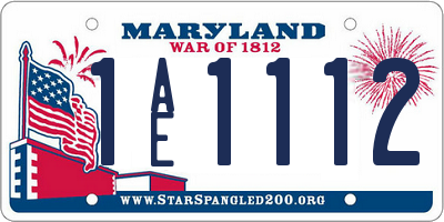 MD license plate 1AE1112