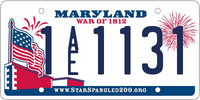 MD license plate 1AE1131