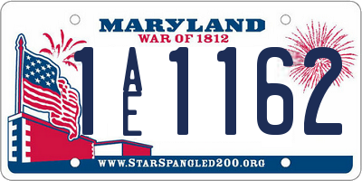 MD license plate 1AE1162