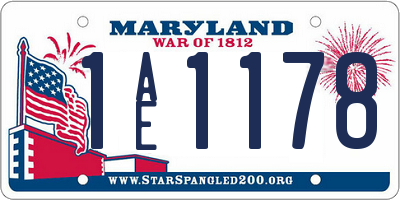 MD license plate 1AE1178
