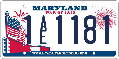 MD license plate 1AE1181