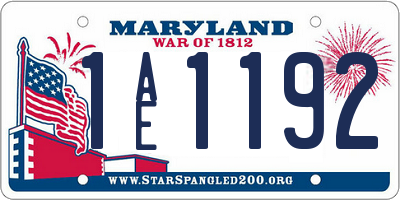 MD license plate 1AE1192