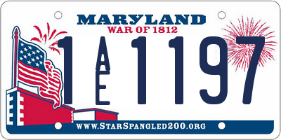 MD license plate 1AE1197