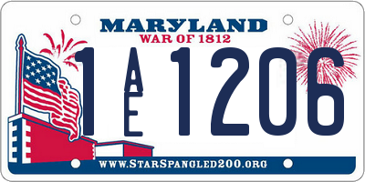 MD license plate 1AE1206