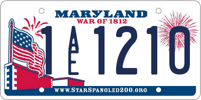 MD license plate 1AE1210