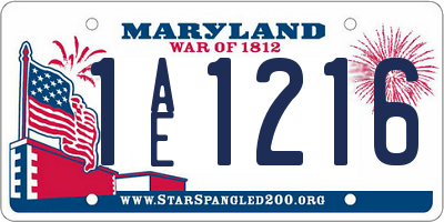 MD license plate 1AE1216