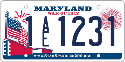 MD license plate 1AE1231