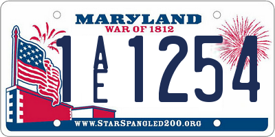MD license plate 1AE1254