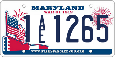 MD license plate 1AE1265
