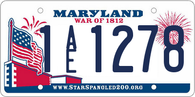 MD license plate 1AE1278