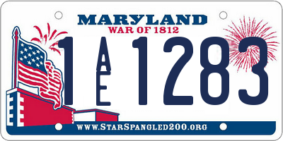 MD license plate 1AE1283