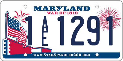 MD license plate 1AE1291