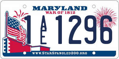 MD license plate 1AE1296