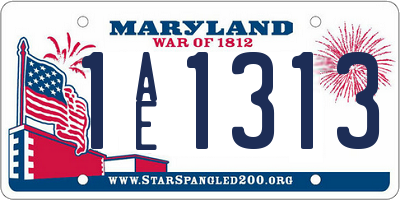 MD license plate 1AE1313