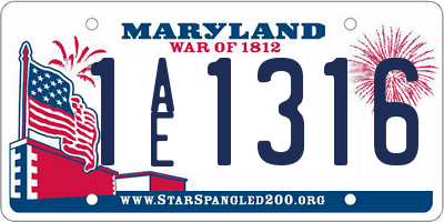 MD license plate 1AE1316