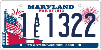 MD license plate 1AE1322