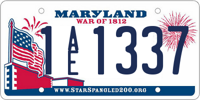 MD license plate 1AE1337