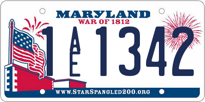 MD license plate 1AE1342