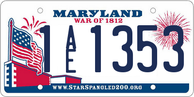MD license plate 1AE1353