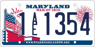 MD license plate 1AE1354