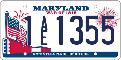 MD license plate 1AE1355