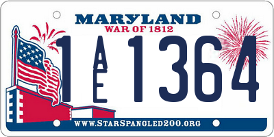 MD license plate 1AE1364