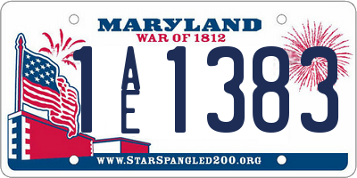 MD license plate 1AE1383