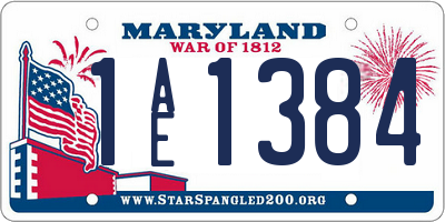 MD license plate 1AE1384