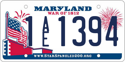 MD license plate 1AE1394