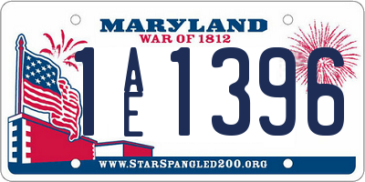 MD license plate 1AE1396