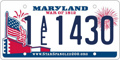 MD license plate 1AE1430