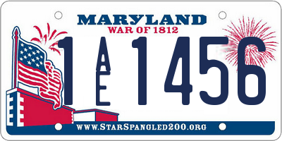 MD license plate 1AE1456