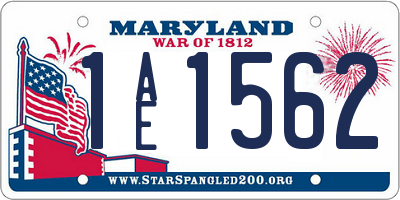 MD license plate 1AE1562